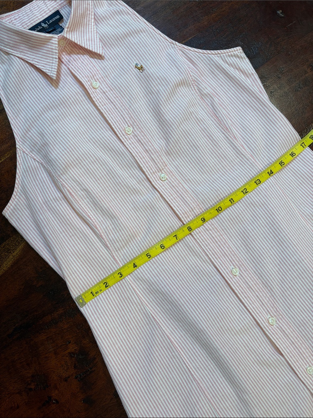 Vintage Ralph Lauren Blue Label 90s Pink / White Striped Cotton Polo Dress 10 - Picture 12 of 13